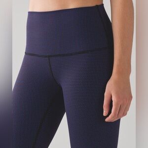 Lululemon Wunder Under High Waisted Leggings Check Black Cerulean Size 2